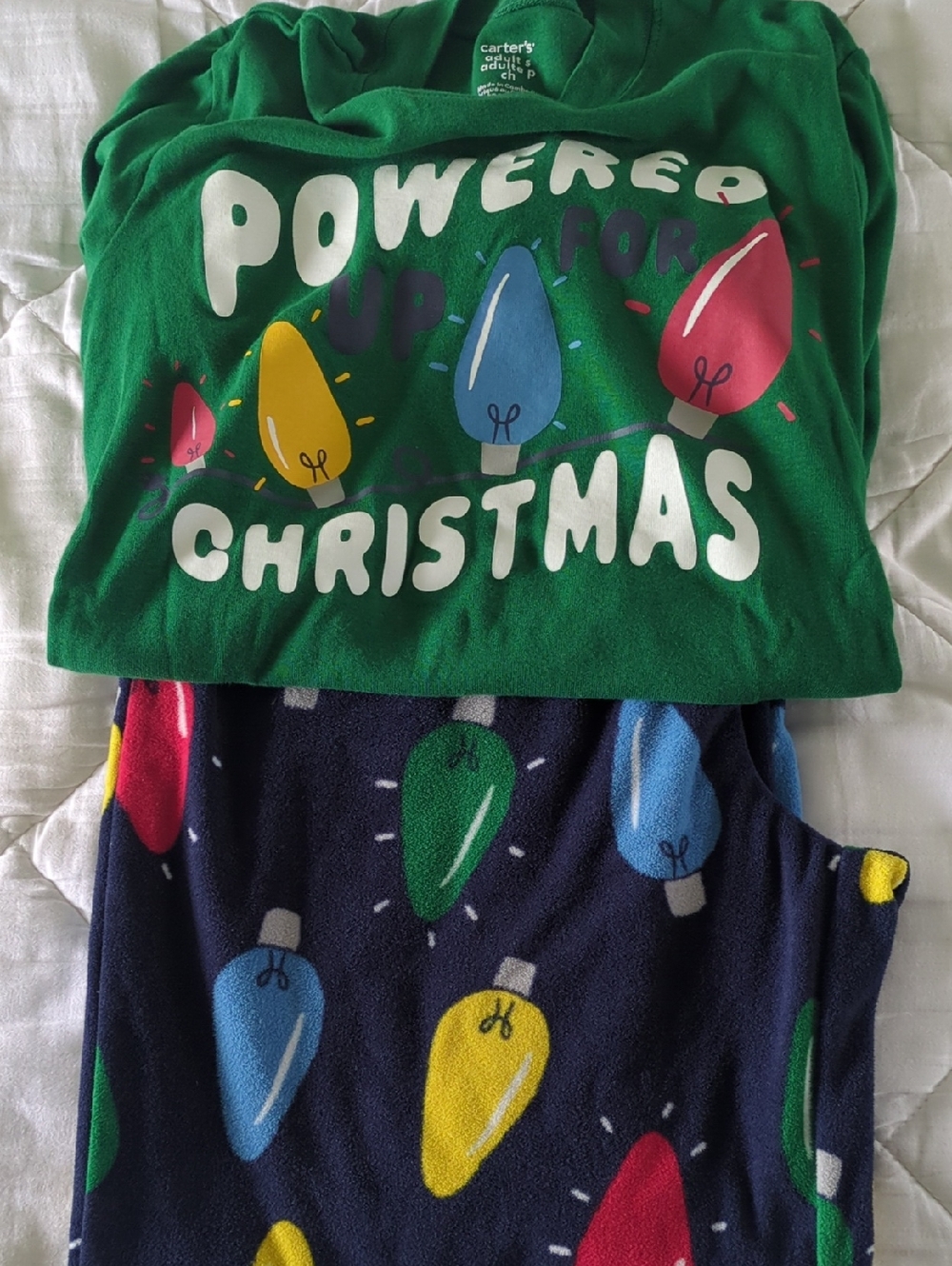 Carter's Green and Navy Holiday Light Pajama Set